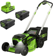 View 60V 21-inch self-propelled cordless lawn mower, brushless motor, LED lights, including 2 sets of 4.0 Ah batteries and a fast dual-port charger (compatible with 75 tools, running time 45 minutes) image 1