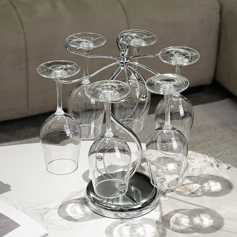 Freestanding Metal Wine Glass Holder Rack for Stemware Storage and Countertop Display