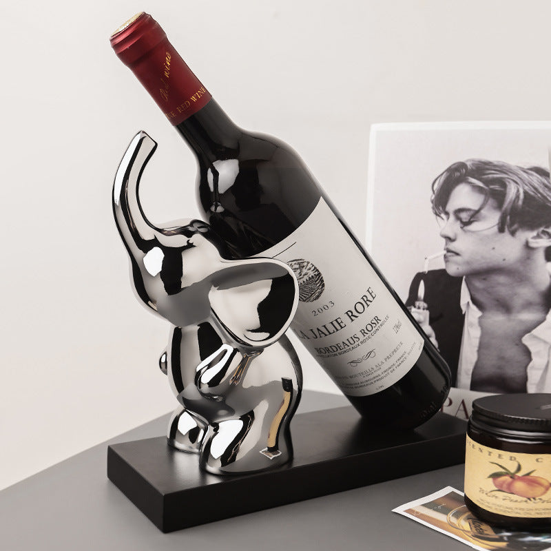 Elephant Resin Wine Bottle Holder Decorative Tabletop Wine Rack for Home Bar