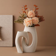 View Modern Ceramic Interlocking Tube Decorative Vase for Tabletop Home Decor image 2