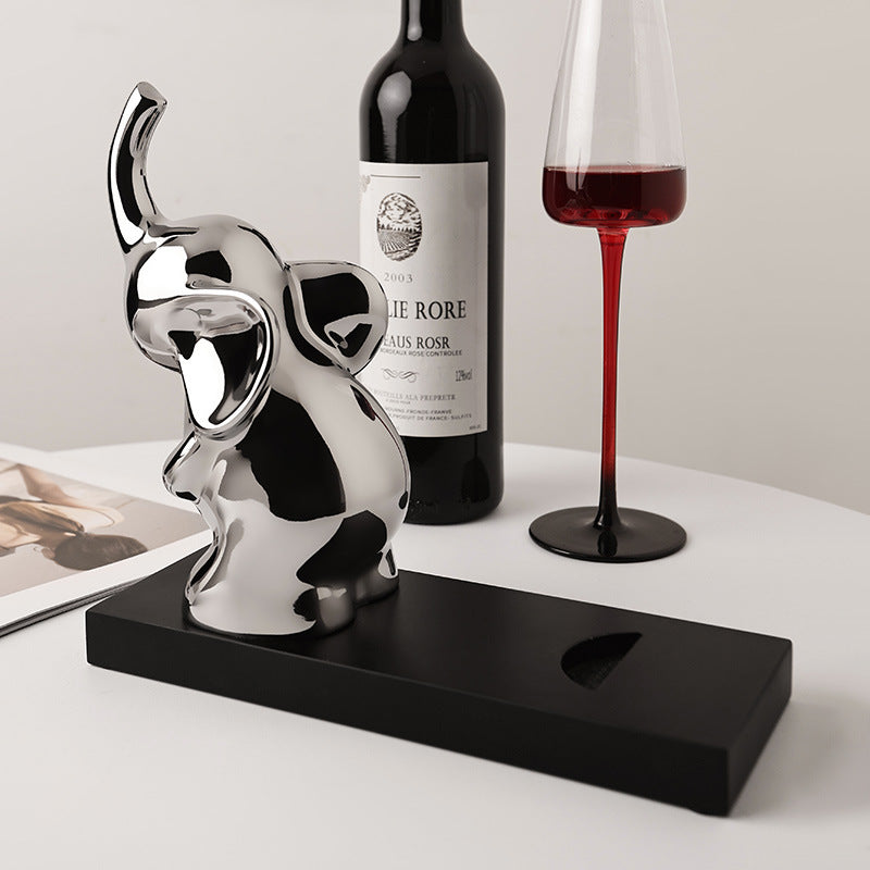 Elephant Resin Wine Bottle Holder Decorative Tabletop Wine Rack for Home Bar