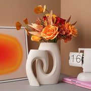 View Modern Ceramic Interlocking Tube Decorative Vase for Tabletop Home Decor image 3