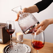 View Glass Wine Decanter with Metal Display Stand for Wine Aeration and Tabletop Storage image 2