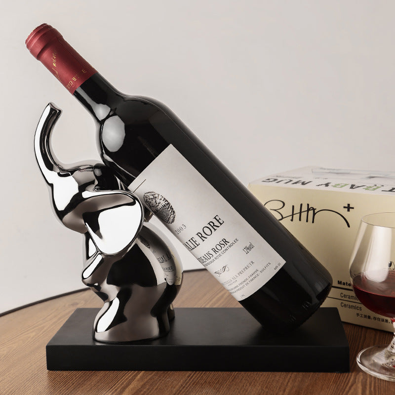 Elephant Resin Wine Bottle Holder Decorative Tabletop Wine Rack for Home Bar
