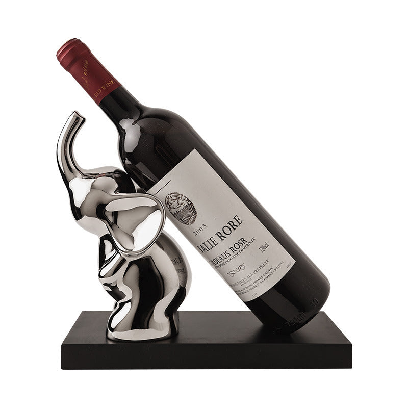 Elephant Resin Wine Bottle Holder Decorative Tabletop Wine Rack for Home Bar