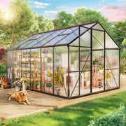 View Gewächshaus Aluminium für den Garten, 362x247x205cm Gewächshaus Aluminium mit Fundament, Verstellbare Dachentlüftung, Vielseitig nutzbar als image 1
