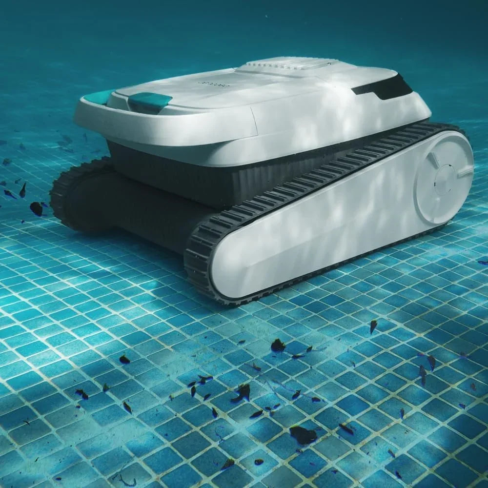 Cecotec Robot Limpiapiscinas para Fondos, Paredes y Línea de Flotación Conga Pooldroid 5000 TotalClean Pearl. Superficies 100m2, Pendiente Máx 90o,