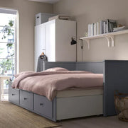 View HEMNES Cama día con 3 cajones Gris, 80x200 cm image 6