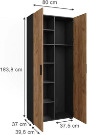 View Vicco Armario Universal Ingo, Antracita/Roble Dorado, 80 x 183.8 cm image 3