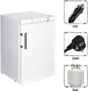 View Trivalente Nevera 12V 220V Gas, 100L, Con Congelador para Camper, Camping Car, Caravana, Casa, Furgoneta, Cottage, Cabaña, Blanco image 2
