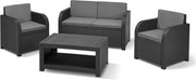 View Allibert by Keter Modena Gartenmöbel Set aus Kunststoff, inkl. Sitzkissen, grau, 4-teilig, 2 Sessel, Sofa & Tisch, für Garten, Balkon & Terrasse, image 1