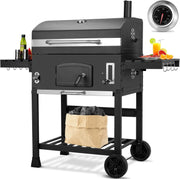 View Barbacoa de Carbon XXL, Parrilla de Carbón con Chimenea y Tapa, Parrilla con Carrito BBQ Smoker con Ruedas y Termómetro, Grande BBQ Carbon para image 1