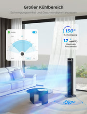 View GoveeLife 27 dB leiser Ventilator, 12 Geschwindigkeiten bis zu 8 m/s, 5 Modi, 24-Stunden-Timer, intelligenter Turmventilator mit 150°-Oszillation, APP image 3
