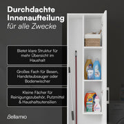 View Bellamio Apol Besenschrank - Mehrzweckschrank 40 cm breit Weiß - Vorratsschrank mit Staubsaugerfach - Putzschrank aus Holz - Flurschrank mit Stauraum image 5