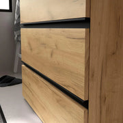 View Mueble de Baño BEQUIA Plus Metal 3C 90cm Roble | Lavabo Porcelana Grifo Derecha image 5