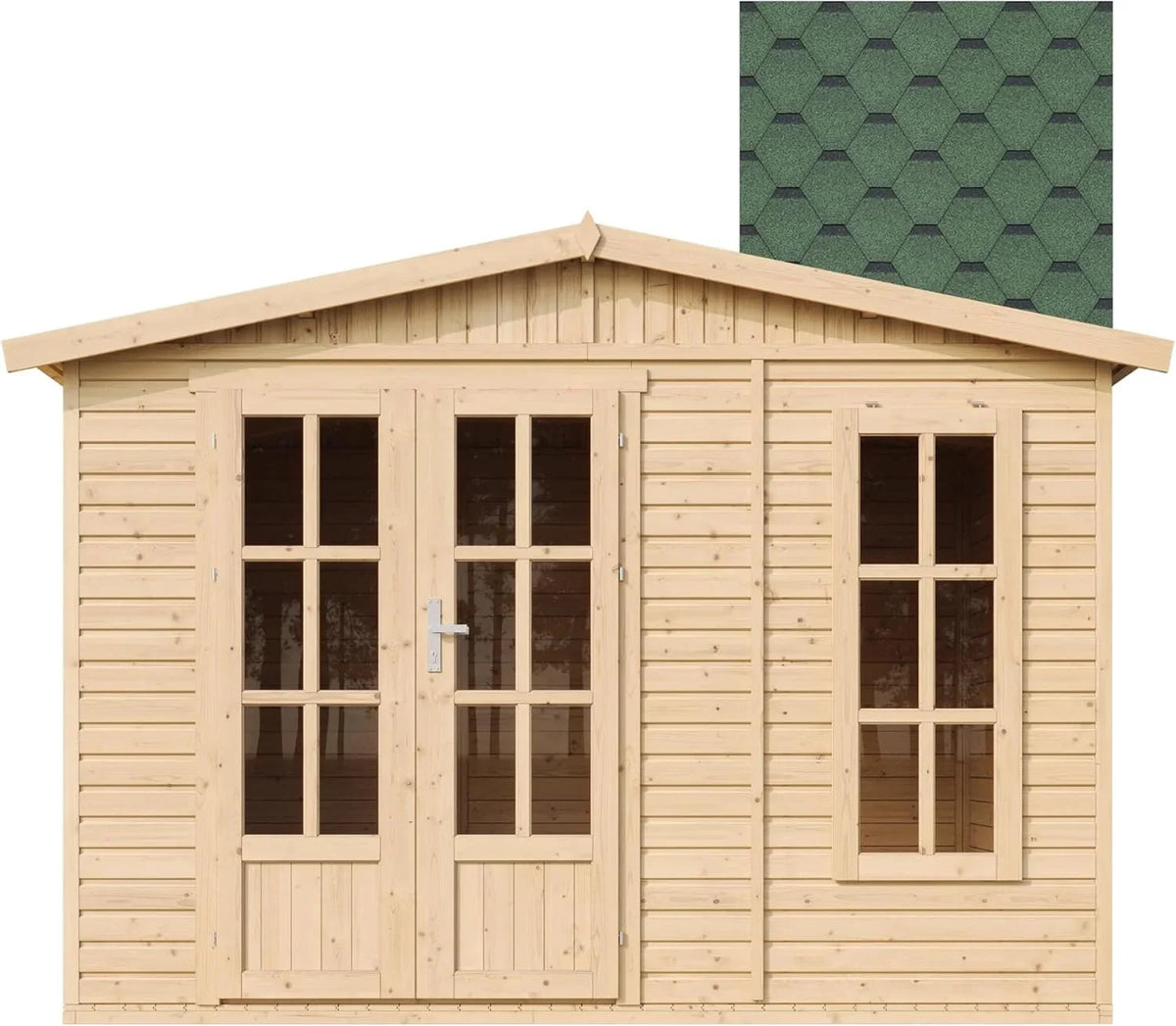 TIMBELA Caseta de jardín de Madera de 6 m2 - Cobertizo Jardin Exterior con Suelo, Ventana, Puerta Doble - Cabaña de jardín para Trabajar en casa - con