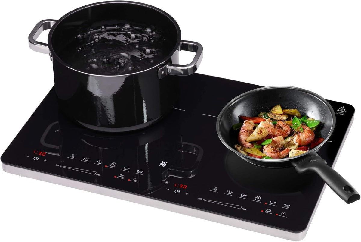 WMF Kult X Doppel- Induktionskochfeld 2 Platten, Kochplatte bis 28 cm, 2 Kochzonen, 8 Stufen, Topferkennung,Touch-Display, Glaskeramik, Timer-Funktion