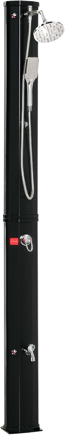 Outsunny Ducha Solar de Exterior 35 L con 2 Cabezales de Ducha y Grifo para Agua Caliente 0-55°C Ducha de Jardín para Piscina Playa Patio