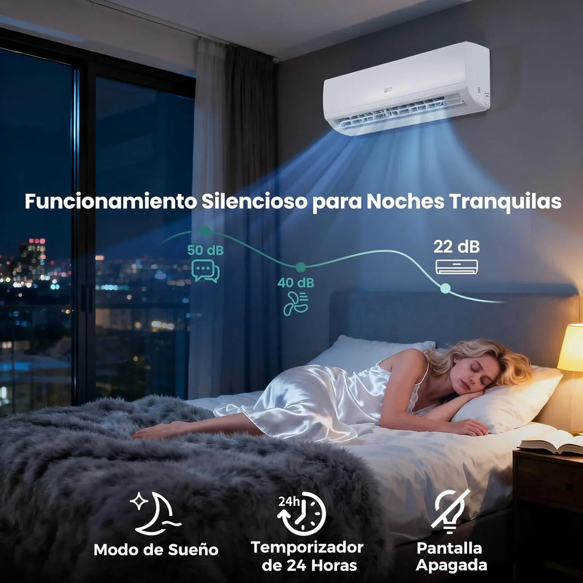 COSTWAY Aire Acondicionado Split, 2,6 kW, Aire Acondicionado con Calefacción con Bomba de Calor,Refrigerante: R32, Calefactor y Refrigerador con Kit