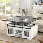 View VOWNER Mesa de Centro Elevable, Mesa Extensible, Multifuncional 3 en 1 con Almacenamiento Oculto - Comedor, Convertible, Estilo Granja, Nogal image 1