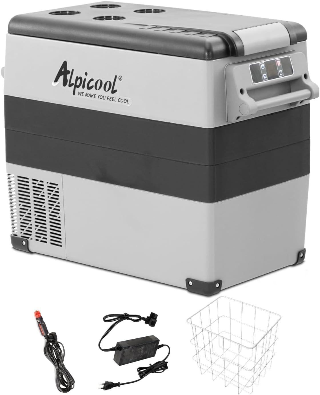 Alpicool CF55 55 Liter Kühlbox 12V tragbarer Mini-Kühlschrank elektrische Gefrierbox klein Gefrierschrank für Auto Camping, LKW, Boot und Steckdose