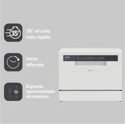 View Candy CP 6E51LW Lavavajillas Pequeño y Compacto, 6 Servicios, Digital, 51DBA, 5 Ciclos, Media Carga, Inicio Diferido 3-6-9 horas, Indicador Sal y image 4
