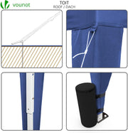View VOUNOT Carpa Plegable Gazebo 3x3m con 4 Paredes y 4 Bolsas de Arena, Cenador Pabellón de Jardín para Camping, Fiestas, Exterior, Color Azul image 2