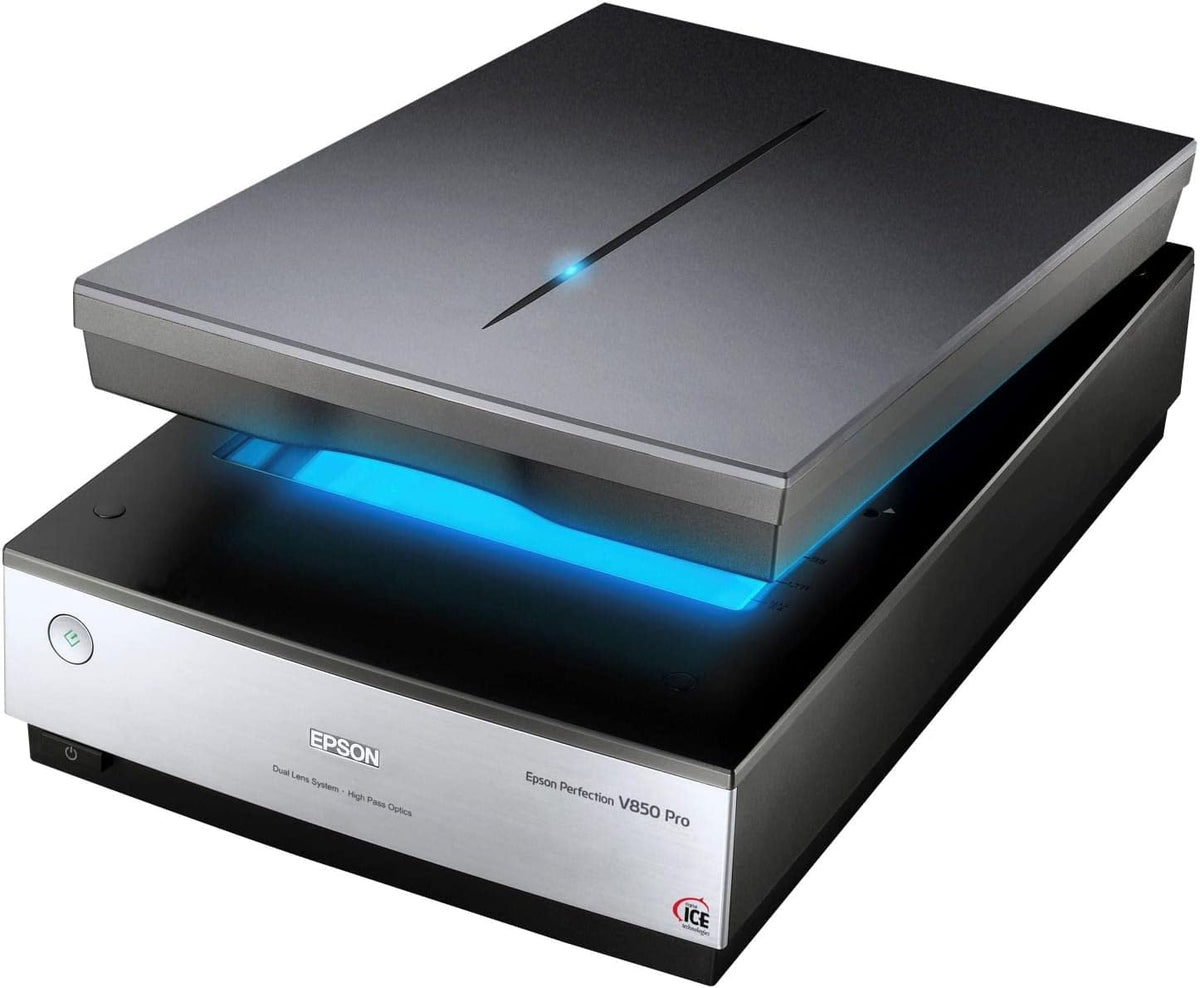 Epson Perfection V850, professioneller Fotoscanner, Scanner zum Digitalisieren von Fotos, Vorlagen, Dias und Negativen, Flachbettscanner mit hoher