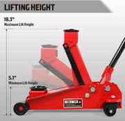 View 3 Ton Hydraulic Floor Jack with Quick Lift Pump Car Jack, (6,000 lb) Capacity,Red,W83025 image 3