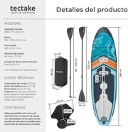 View tectake Tabla de Paddle Surf Hinchable, Incluye Remo 2 en 1, Asiento de Kayak, Bomba de Aire, Mochila de Transporte, Stand Up Paddle, Accesorios image 6