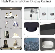 View Vitrina Cristal Expositora con Luz, Puerta Cerradura, 4 estantes - Grande Vitrina de Colecciones,Vitrina de pie para Sala Oficina(Espalda Espejo) image 6