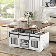 View VOWNER Mesa de Centro Elevable, Mesa Extensible, Multifuncional 3 en 1 con Almacenamiento Oculto - Comedor, Convertible, Estilo Granja, Nogal image 2