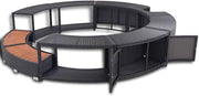 View Hommdiy Umrandung mit Stauraum für Whirlpool Spa Schwimmbecken Poolumrandung Poly Rattan Schwarz Hartholz Rund Pulverbeschichteter Stahl Schwarz image 4