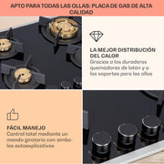 View Klarstein Cocina de Gas Butano, Placa de Gas 4 Fuegos 8000W, Placa Vitroceramica Gas Integrada para Cocina, Placa Gas Butano de Diseño, Encimera Gas image 4