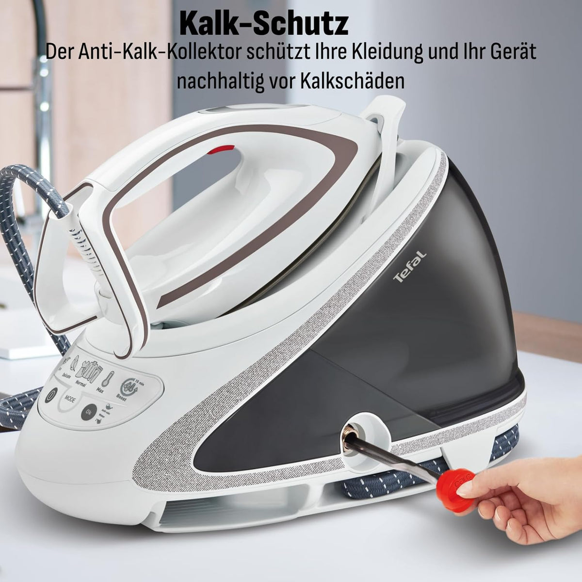 Tefal Dampfbügelstation Pro Express Ultimate, 7,7 Bar, 155 g/Min. Kontinuierlicher Dampf, 500 g/Min. Extra-Dampfstoß, 2600 Watt, Kalk-Kollektor,
