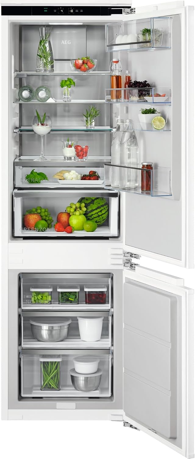 AEG Einbau-Kühl-Gefrier-Kombination 178cm, von Stiftung Warentest mit Gut (2,0) Bewertet, Serie 8000: 360°Cooling Optimale Luftfeuchtigkeit, Kühl- (