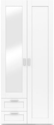 View IDMarket - VITO 2-door wardrobe white 80 cm with 2 drawers, mirror and shelves image 4