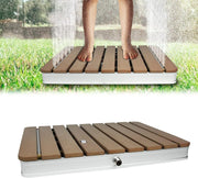 View UISEBRT Gartendusche Außendusche aus WPC und Aluminium - Mobile Bodendusche Solardusche Campingdusche - Fontänenhöhe bis 4m einstellbar - für Pool image 1