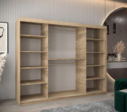 View ABIKSMEBLE York 1 250 Armario 2 Puertas Correderas para Dormitorio - Armario Moderno con Espejo, Barra y Estantes - 250x200x62 cm (Ancho x Alto x image 4