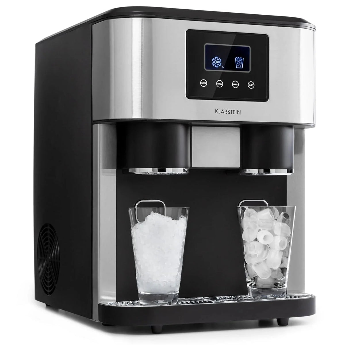 Klarstein Maquina de Hielo Doméstica, 1,8L, Gris oscuro, Ice Maker Encimera 15 kg, para Hacer Cubitos de Hielo y Picado en Casa, con Panel Táctil y