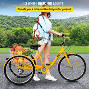 View 2025 Triciclo para adultos de 26 pulgadas, 7 velocidades, triciclo con canasta para paseos y compras image 3