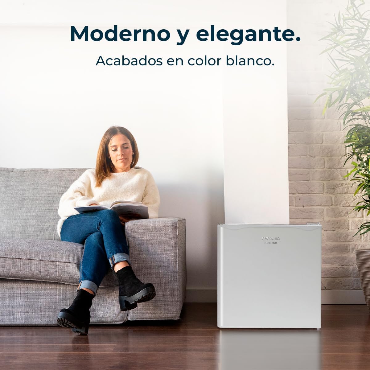 Cecotec Nevera Pequeña Frigorífico Mini Minibar 46L GrandCooler 20000 SilentCompress White E. Altura 48,7cm, 48 cm de Ancho, Bajo Consumo, Puerta