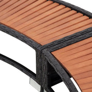 View Hommdiy Umrandung mit Stauraum für Whirlpool Spa Schwimmbecken Poolumrandung Poly Rattan Schwarz Hartholz Rund Pulverbeschichteter Stahl Schwarz image 6