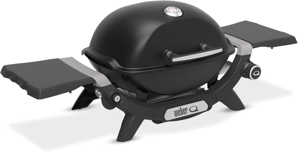 Weber Q 1200N Gasgrill mit Seitentischen/leichter Grill für Camping, Terrassen & Balkone mit Hochleistungsbrenner, porzellanemaillierten Gussrosten &