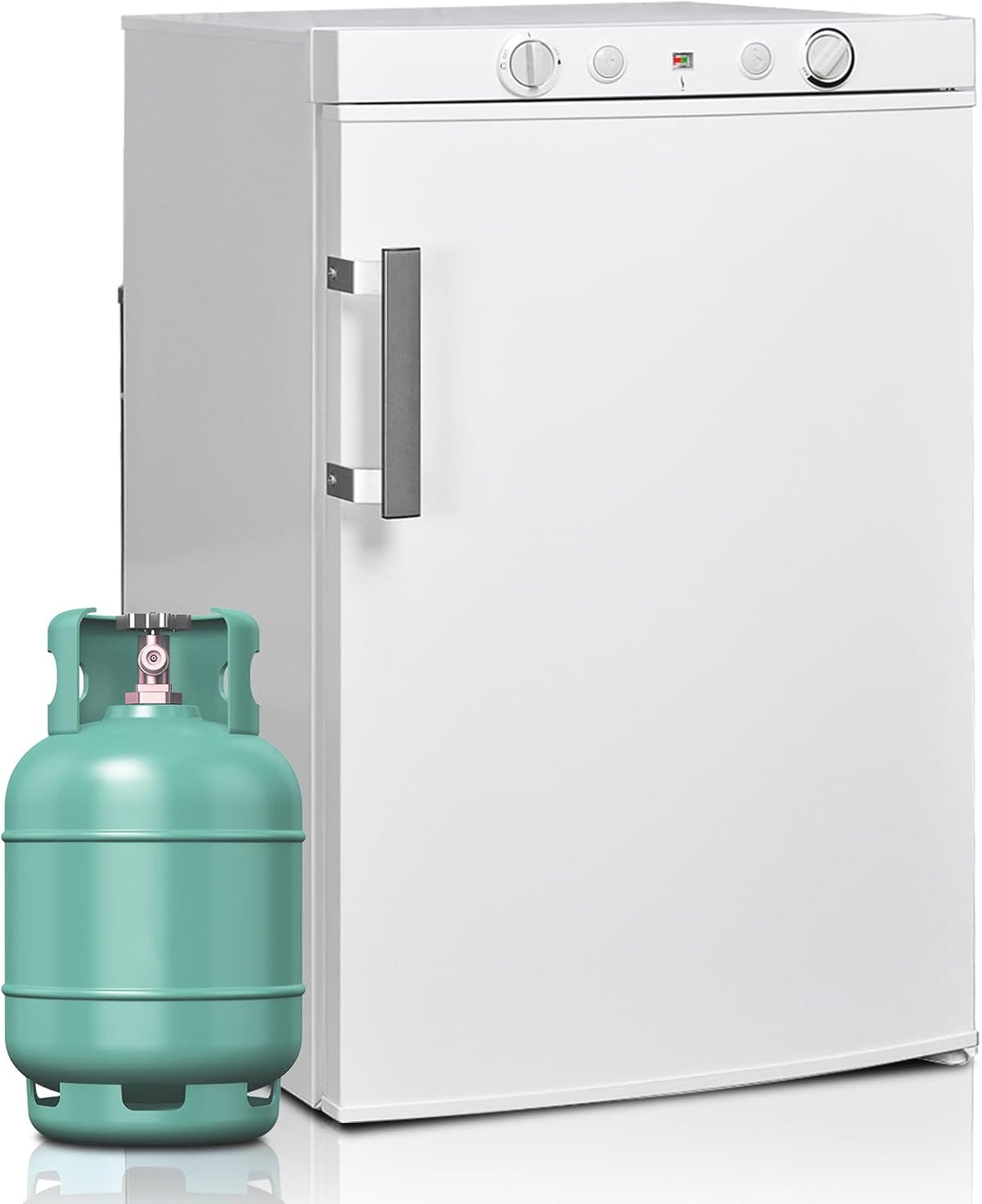 SMETA Gaskühlschrank Gefrierschrank 12V/230V/Gas, Kühlschrank Mit Gefrierfach 100L, Leiser Kombikühlschrank Für Camping, Zuhause, Wohnwagen, Garage,