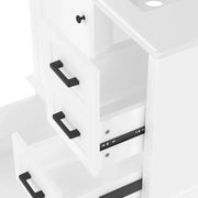 View Moimhear Mueble de baño de pie, lavabo, lacado completo, tres cajones silenciosos, lavabo de cerámica integrado (blanco, 76 x 46 x 83,5 cm) image 4