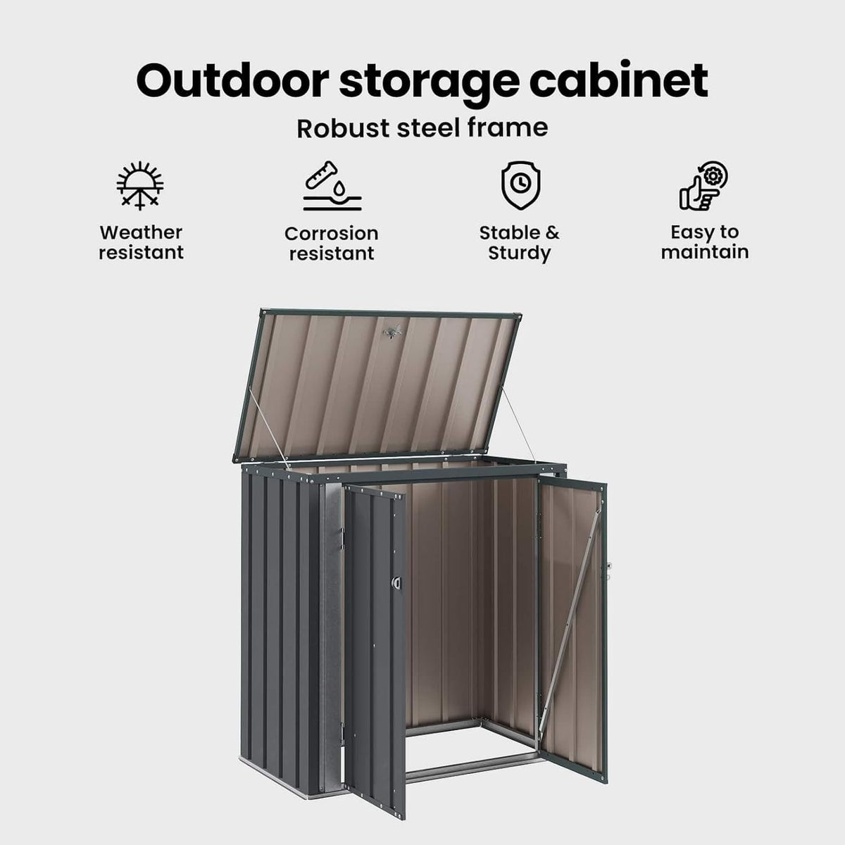 vidaXL Gartenlagerbox Schwarz 101,5 x 107 x 100 cm Stahl, Stylischer, rechteckiger Tisch für jeden Essbereich, pflegeleicht, Elegantes Design,