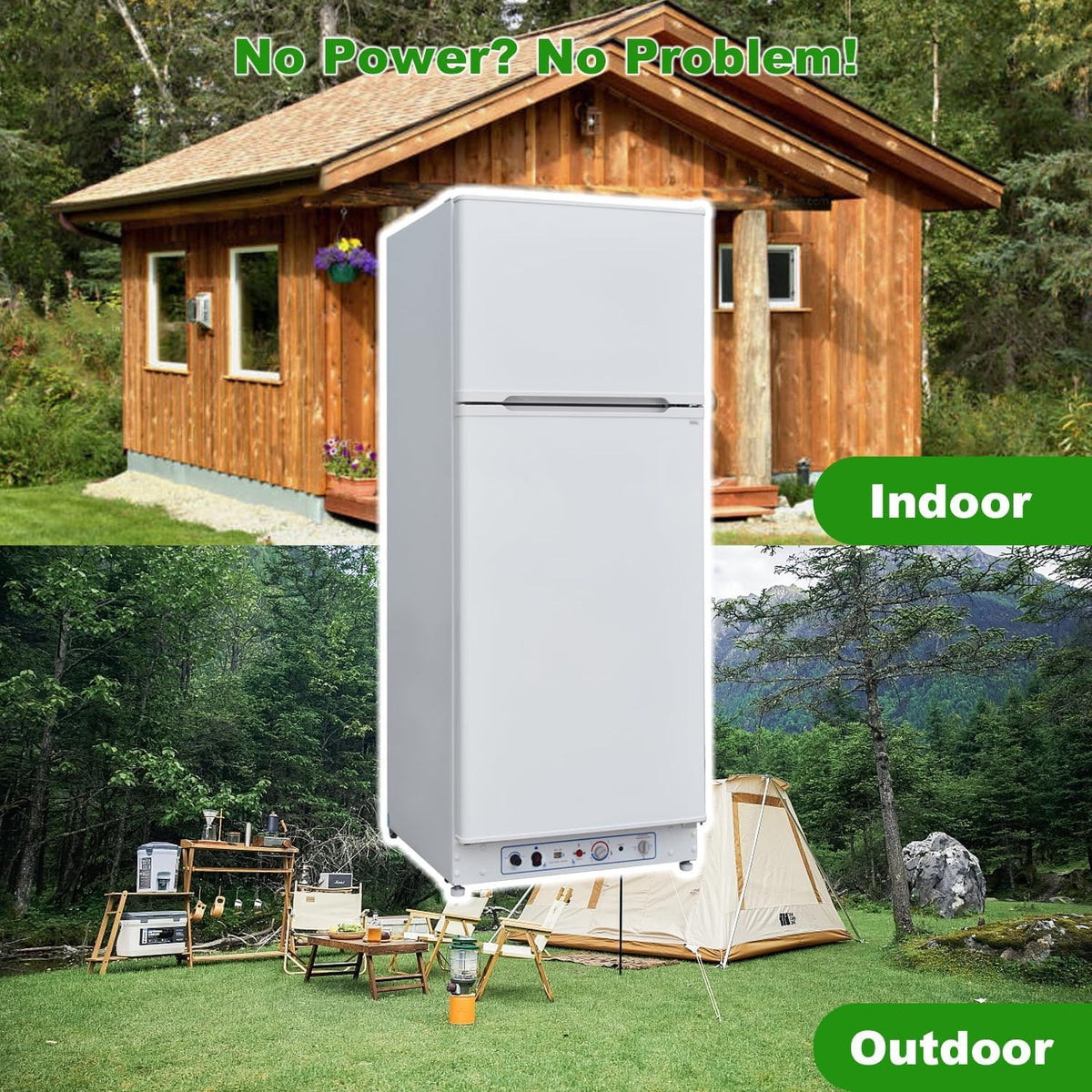 SMETA Nevera Gas con Congelador, 265L (203L+62L), 220V, Refrigerador Congelador Combinado, Refrigerador Camping Gas para Autocaravana, Garaje,