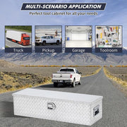 View 48 Inch Diamond Plate Truck Bed Tool Box with Shelf Silver image 4
