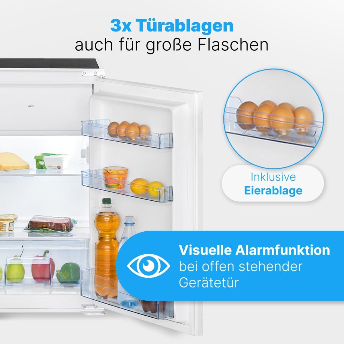 Bomann Einbaukühlschrank mit Gefrierfach | Kühlschrank Einbau 118L mit 2 Ablagen | Einbaukühlschrank mit Abtauautomatik & Schlepptürausführung |
